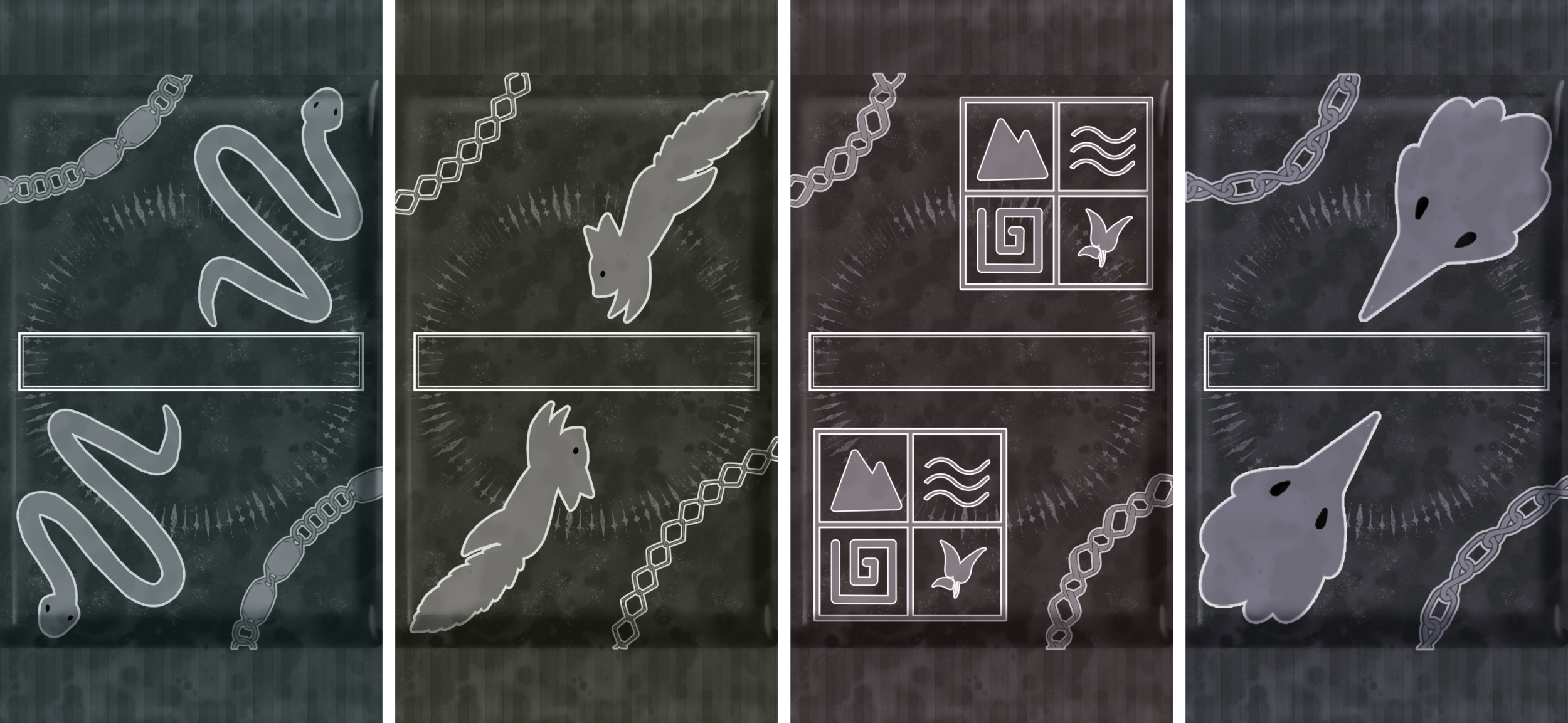 Card packs in a row.